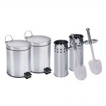 Kit Lixeiras Aço Inox - 2 De 5 Litros + 2 Escovas Sanitária