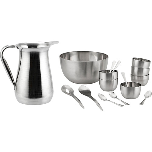 Conjunto de Jarra + Saladeira + Sobremesa Inox 16 peças La Cuisine