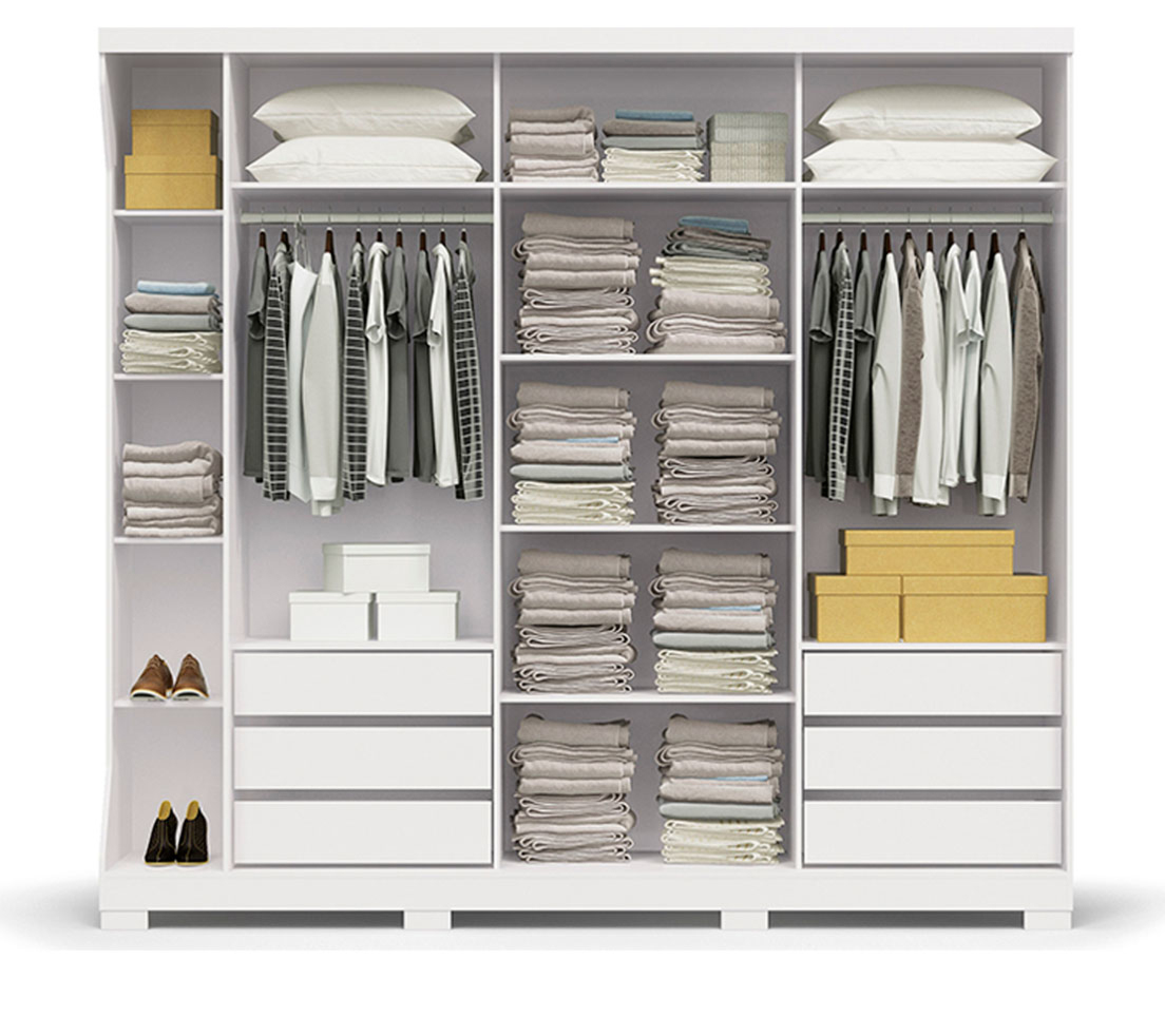 Guarda-Roupa 3 Portas Branco Brilho F542 Kappesberg