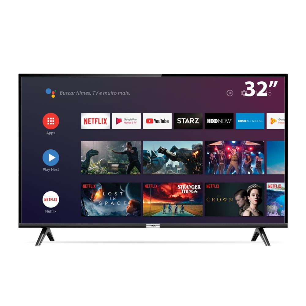 Smart TV LED 32″ TCL 32S6500S Android, HDR, Controle com Comando de Voz, Micro Dimming, Google Assistant, HDMI e USB